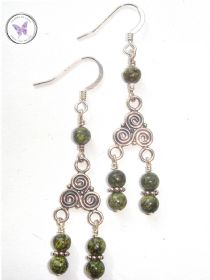 Russian Serpentine Celtic Chandelier Earrings